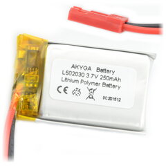 Akumuliatorius Li-Pol Akyga 250mAh 1S 3.7V - sujungimas JST-BEC + lizdas цена и информация | Аккумуляторы для телефонов | pigu.lt