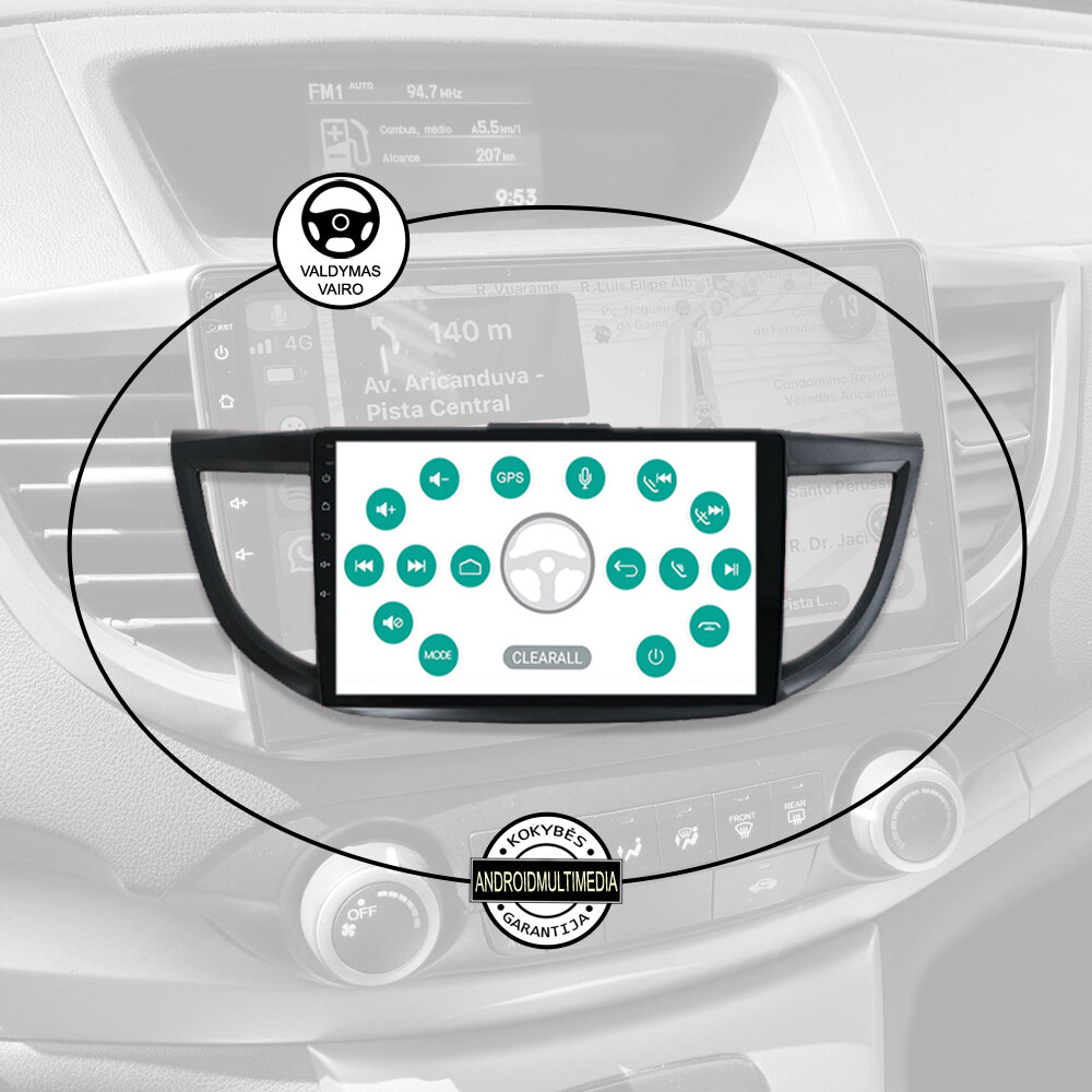 Honda CRV 2012-18 Android Multimedia kaina ir informacija | Automagnetolos, multimedija | pigu.lt