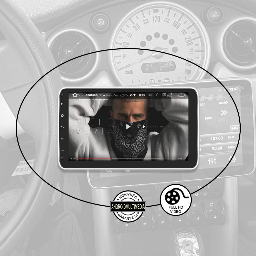 1DIN Android Multimedija Sukiojamu Ekranu kaina ir informacija | Automagnetolos, multimedija | pigu.lt