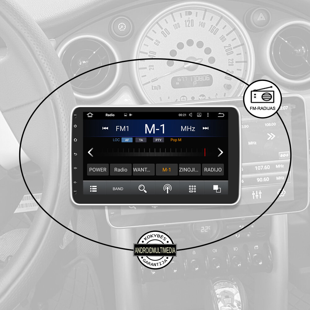 1DIN Android Multimedija Sukiojamu Ekranu kaina ir informacija | Automagnetolos, multimedija | pigu.lt