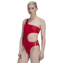 Adidas maudymosi kostiumėlis moterims Originals Adicolor 3D Trefoil Swimsuit W GJ7716 , raudonas цена и информация | Купальники | pigu.lt