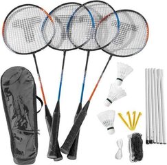 Badmintono rinkinys su tinkleliu Vinz, 4 vnt, juodas kaina ir informacija | Badmintonas | pigu.lt