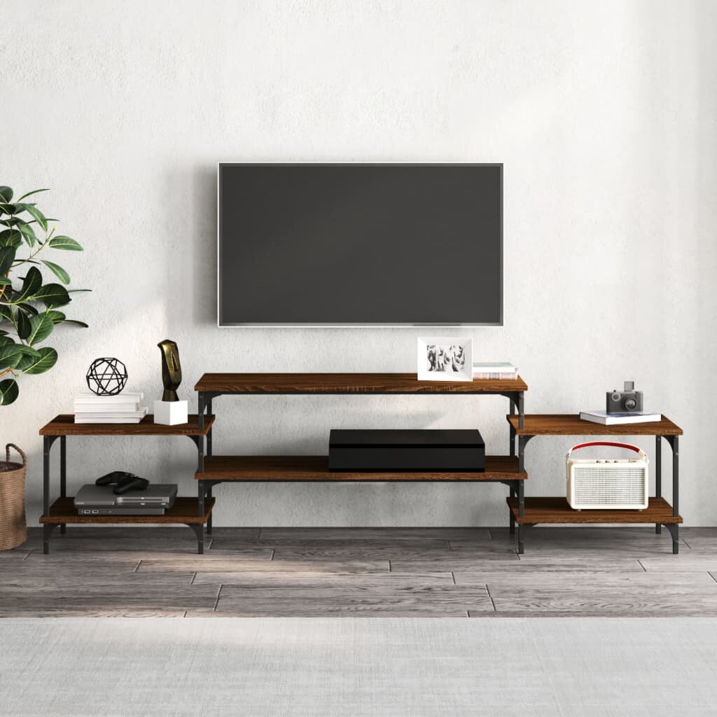 vidaXL Televizoriaus spintelė, ruda ąžuolo, 197x35x52cm, mediena kaina ir informacija | TV staliukai | pigu.lt