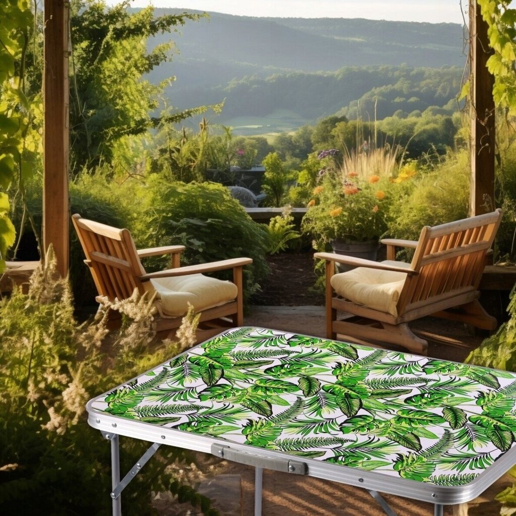 Sulankstomas turistinis stalas Flower, 80x60cm, žalias kaina ir informacija | Turistiniai baldai | pigu.lt