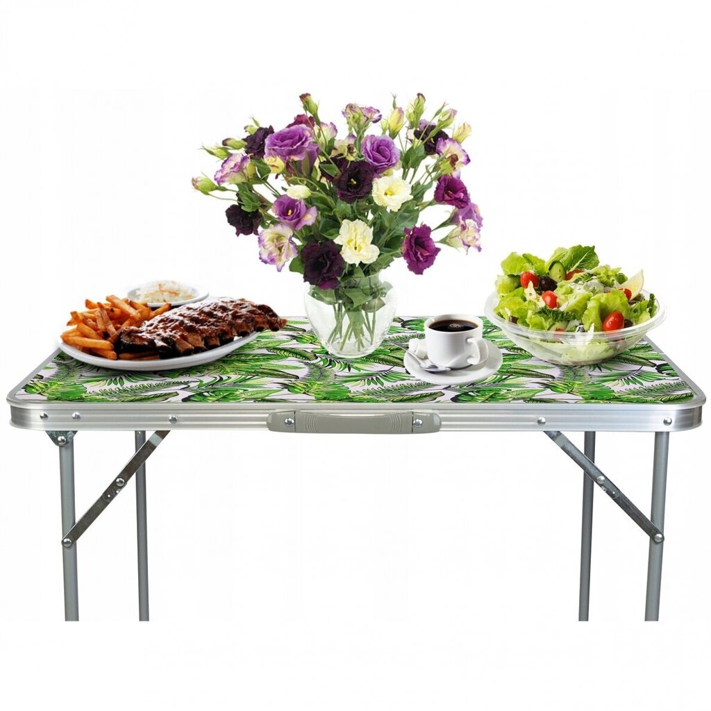 Sulankstomas turistinis stalas Flower, 80x60cm, žalias цена и информация | Turistiniai baldai | pigu.lt