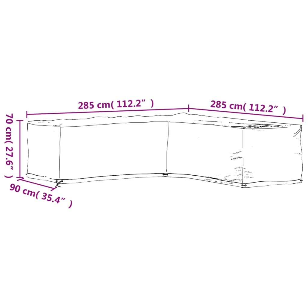 vidaXL Sodo baldų uždangalai, 2vnt., 285x285x70cm, 16 kilpų, L formos kaina ir informacija | Pagalvės, užvalkalai, apsaugos | pigu.lt