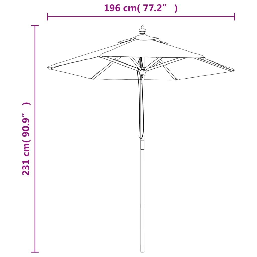 Sodo skėtis nuo saulės vidaXL 196x231cm, baltas kaina ir informacija | Skėčiai, markizės, stovai | pigu.lt