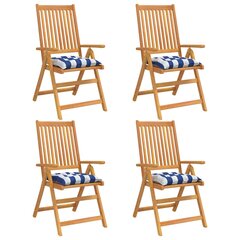 vidaXL Kėdės pagalvėlės, 4vnt., mėlynos/baltos, 40x40x7cm, audinys kaina ir informacija | Pagalvės, užvalkalai, apsaugos | pigu.lt