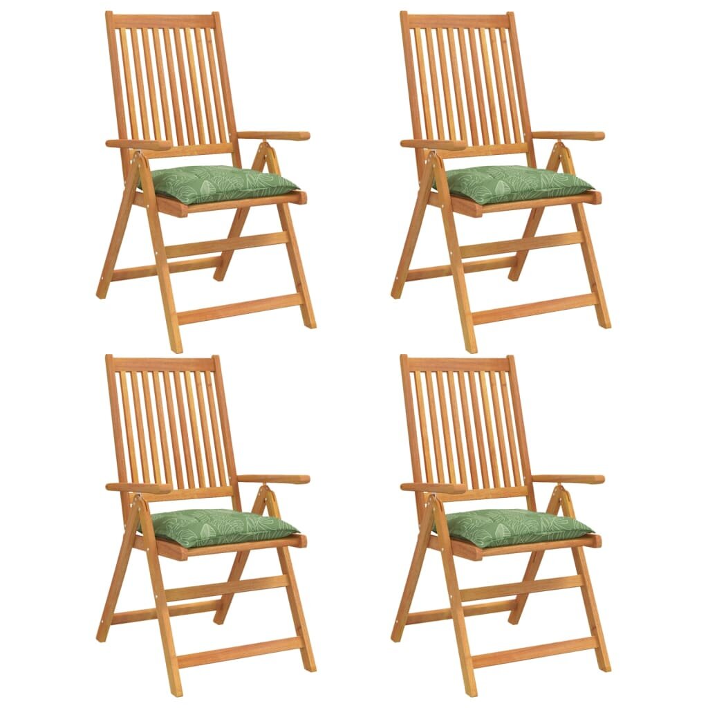 vidaXL Kėdės pagalvėlės, 4vnt., 40x40x7cm, audinys, su lapais kaina ir informacija | Pagalvės, užvalkalai, apsaugos | pigu.lt