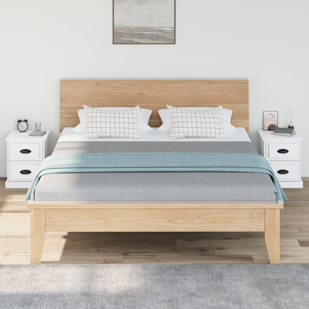 vidaXL Naktinės spintelės, 2vnt., baltos, 39x39x47,5cm, mediena kaina ir informacija | Spintelės prie lovos | pigu.lt