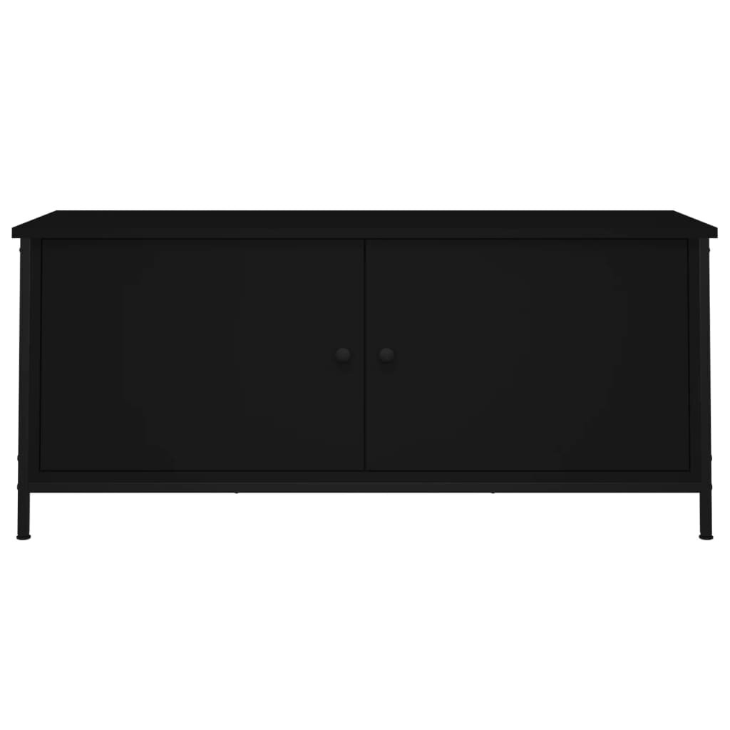 vidaXL TV spintelė su durelėmis, juoda, 102x35x45cm, apdirbta mediena kaina ir informacija | TV staliukai | pigu.lt