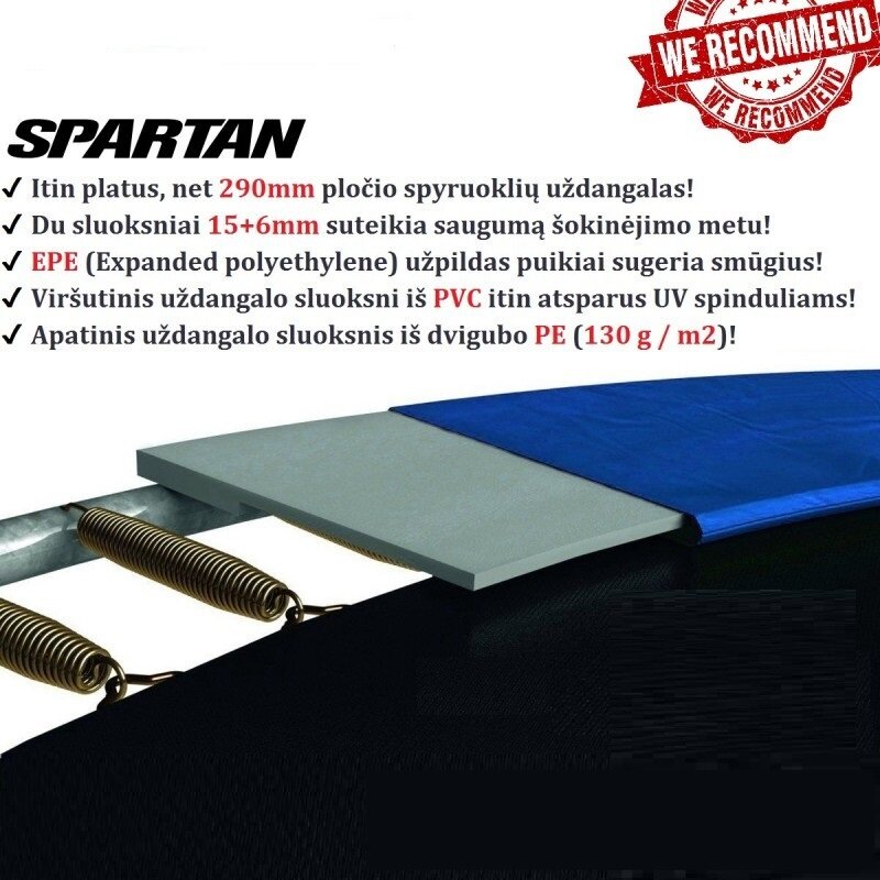 Spyruoklių uždangalas Premium Quality, 244cm цена и информация | Batutai | pigu.lt