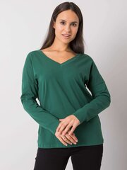 Женская блуза с декоративными рукавами RUE PARIS, темно-зеленая  цена и информация | Женские блузки, рубашки | pigu.lt