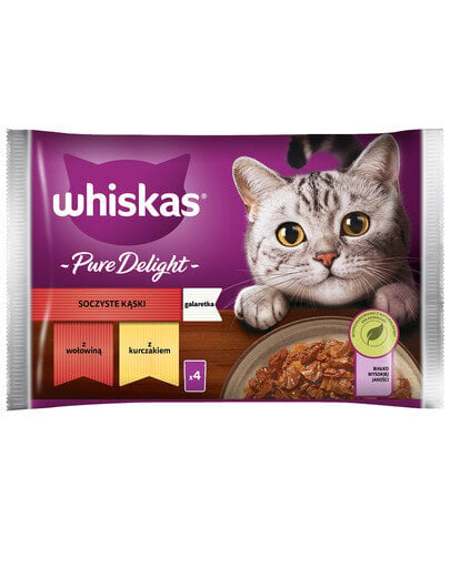 Whiskas su jautiena ir vištiena, 4x85 g цена и информация | Konservai katėms | pigu.lt