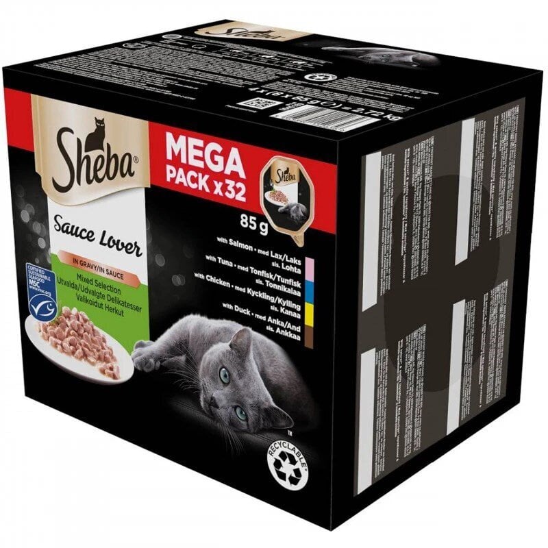 Sheba Kot Sauce Lover Mega Pack konservuoto maisto katėms rinkinys, 32x85 g kaina ir informacija | Konservai katėms | pigu.lt