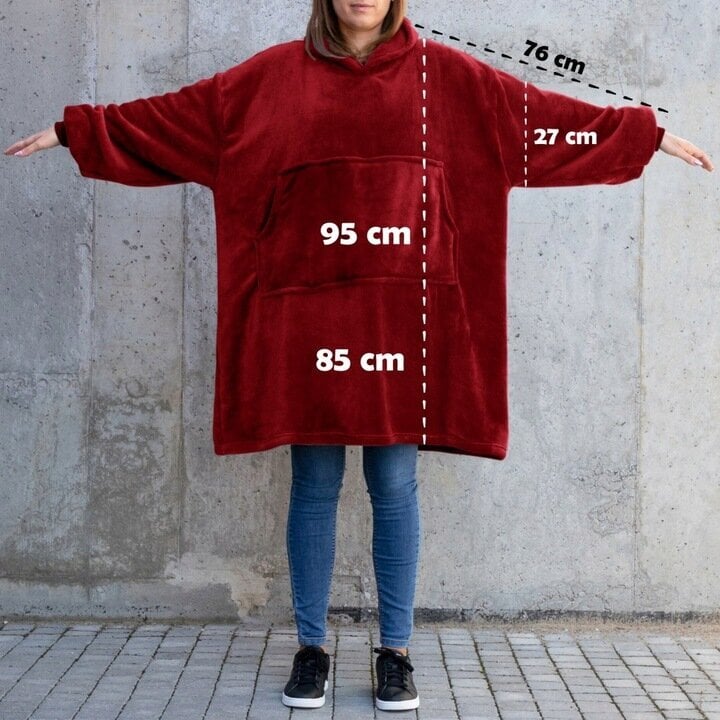 Pledas ir džemperis su kapišonu viename, raudonas цена и информация | Originalūs džemperiai | pigu.lt