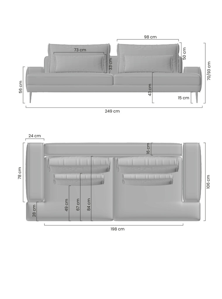 Sofa Bogart Nicole, mėlyna kaina ir informacija | Sofos | pigu.lt