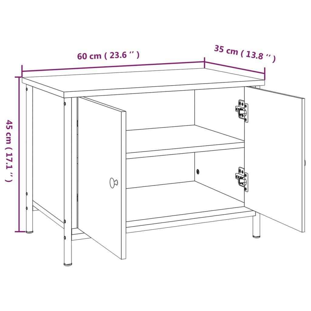 vidaXL TV spintelė su durelėmis, ruda ąžuolo, 60x35x45cm, mediena kaina ir informacija | TV staliukai | pigu.lt