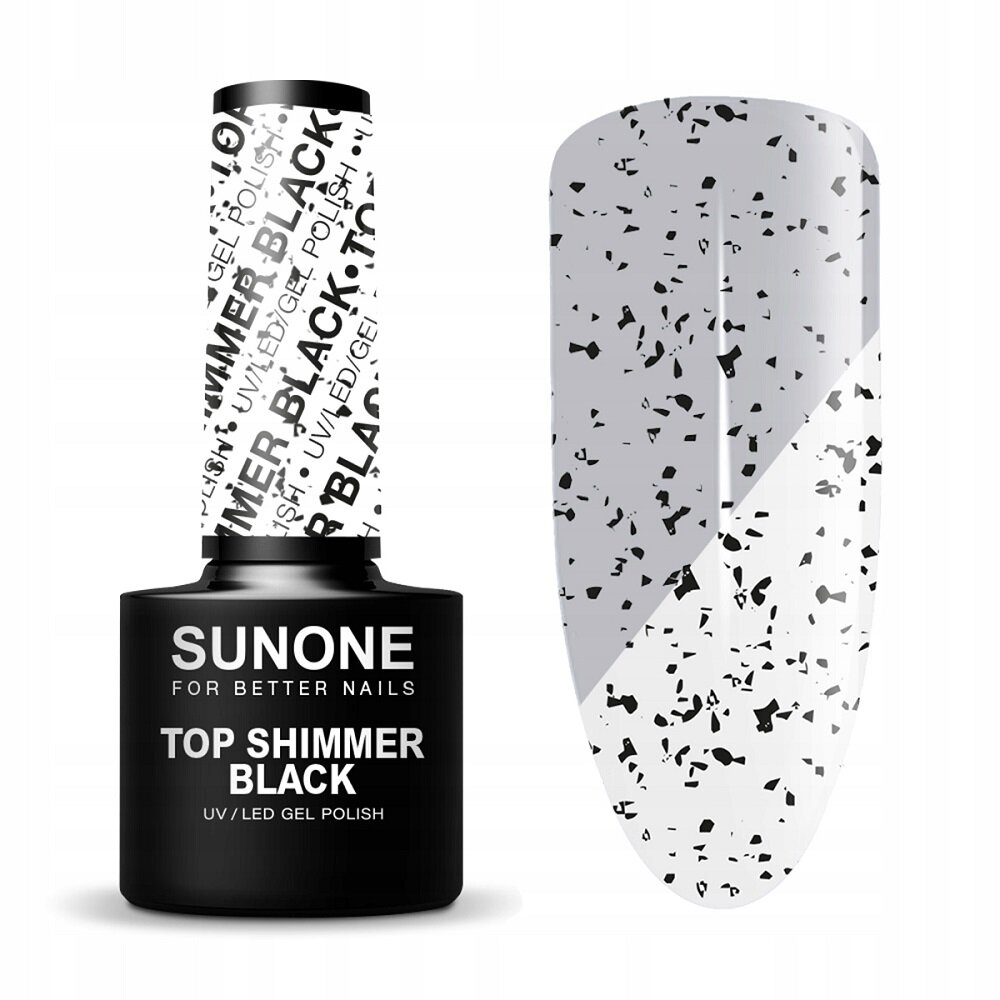 Gelinio nagų lako viršutinis sluoksnis Sunone Top Shimmer Black, 5g kaina ir informacija | Nagų lakai, stiprintojai | pigu.lt