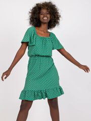Rue Paris Темно-зеленое хлопковое платье с галстуком цена и информация | Платья | pigu.lt