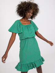 Rue Paris Темно-зеленое хлопковое платье с галстуком цена и информация | Платья | pigu.lt