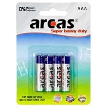 Elementai Arcas Super Heavy Duty AAA (LR03), 4vnt. kaina ir informacija | Elementai | pigu.lt