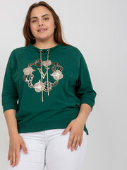 Женская блуза с декоративными рукавами RUE PARIS, темно-зеленая цена и информация | Женские блузки, рубашки | pigu.lt