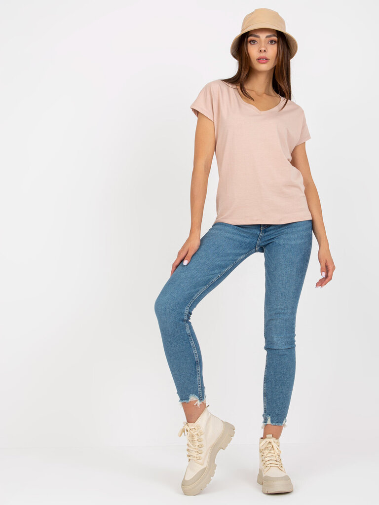 Marškinėliai moterims Basic Feel Good 2016103259984, smėlio spalvos kaina ir informacija | Marškinėliai moterims | pigu.lt