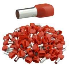 Изолированная розетка с двойной гильзой 2x1.5/8 красная (100 шт.) цена и информация | Кабели и провода | pigu.lt