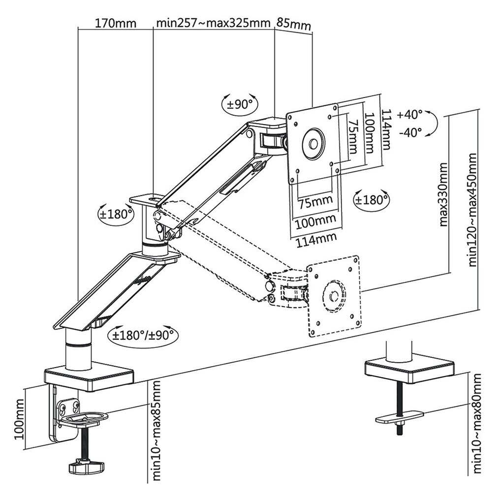 NanoRS Monitor TV Desk Mount kaina ir informacija | Monitorių laikikliai | pigu.lt