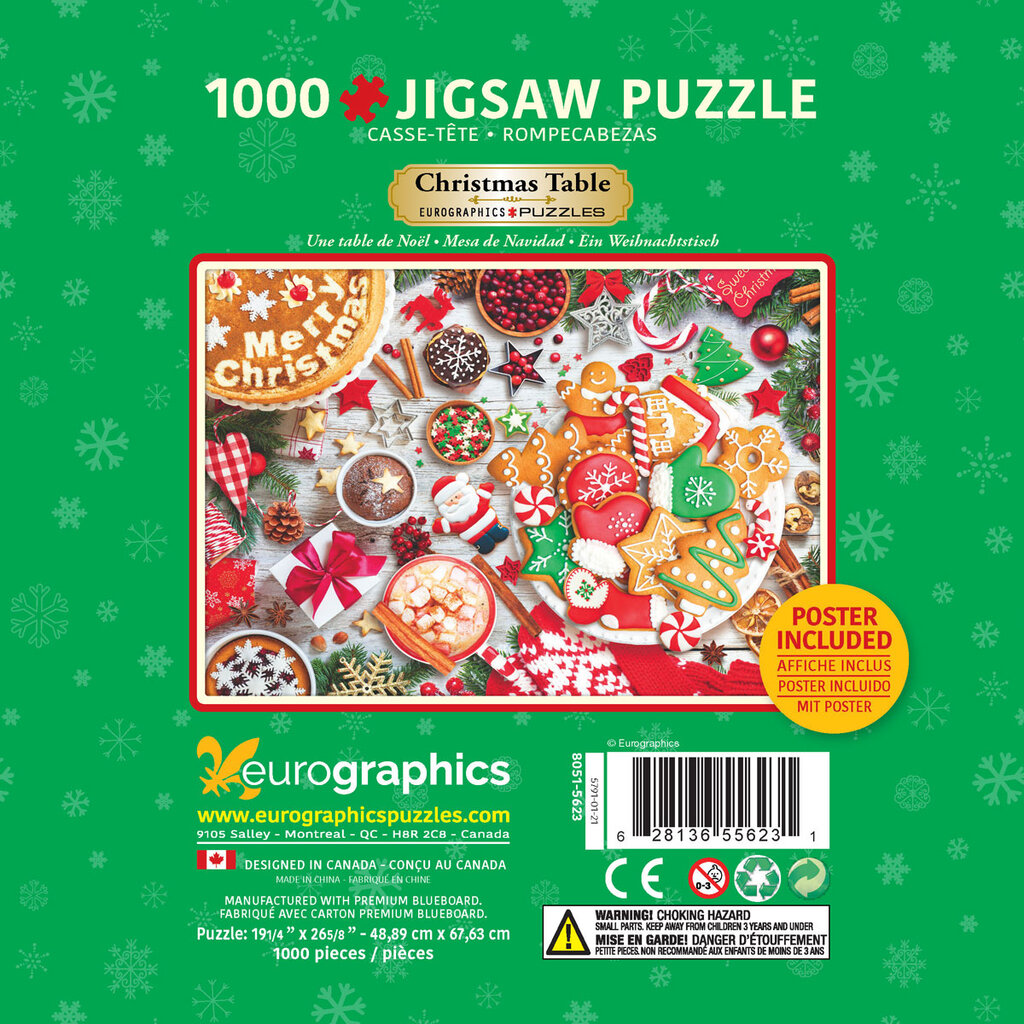 Dėlionė Eurographics, 8051-5623, Christmas Table, Tin, 1000 d. kaina ir informacija | Dėlionės (puzzle) | pigu.lt