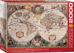 Dėlionė Eurographics, 8220-1997, Antique World Map, 2000 d. kaina ir informacija | Dėlionės (puzzle) | pigu.lt