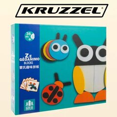 Деревянный пазл - геометрические фигуры животных Kruzzel цена и информация | Игрушки для малышей | pigu.lt