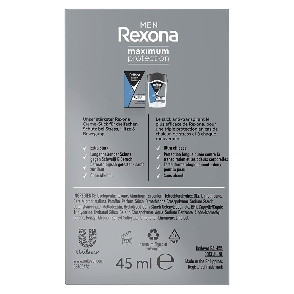 Tepamas dezodorantas Rexona Max Protection, 45 ml kaina ir informacija | Dezodorantai | pigu.lt