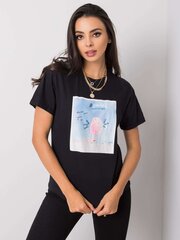 Marškinėliai moterims Factory Price 2016102840725, juodi цена и информация | Женские футболки | pigu.lt