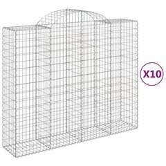 Išlenkti gabiono krepšiai vidaXL, 200x50x160/180cm цена и информация | Заборы и принадлежности к ним | pigu.lt