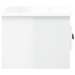 vidaXL Sieninė naktinė spintelė, balta, 41,5x36x28cm, blizgi kaina ir informacija | Spintelės prie lovos | pigu.lt