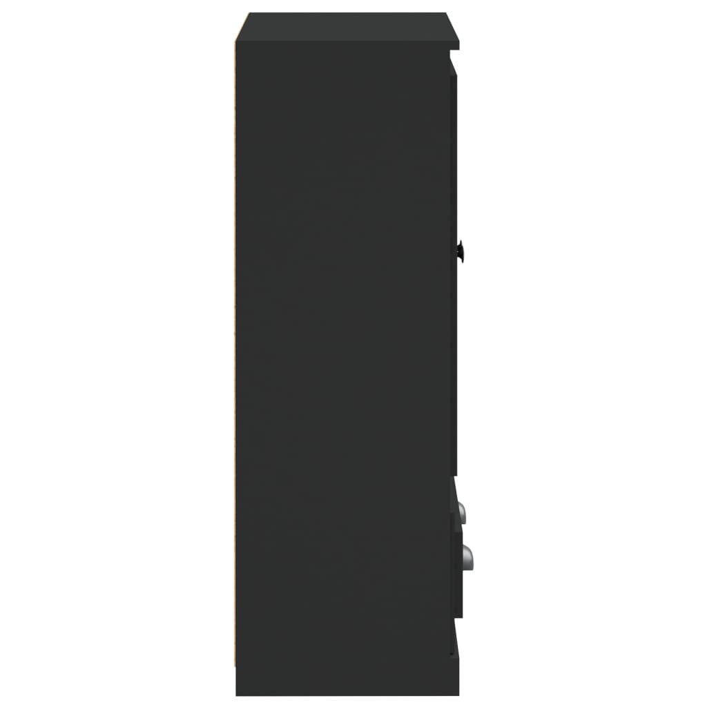 vidaXL Komoda, juodos spalvos, 60x35,5x103,5cm, apdirbta mediena kaina ir informacija | Svetainės spintelės | pigu.lt