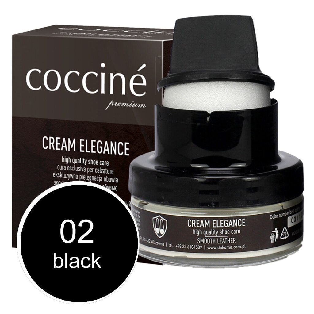 Coccine Cream Elegance batų tepalas su kempinėle, 50 ml, juodas kaina ir informacija | Drabužių ir avalynės priežiūros priemonės | pigu.lt