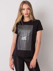 Marškinėliai moterims Factory Price 2016102965732, juodi цена и информация | Женские футболки | pigu.lt