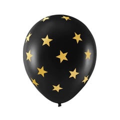 Juodi balionai su auksinėmis žvaigždėmis, 30cm, 100 vnt. kaina ir informacija | Balionai | pigu.lt