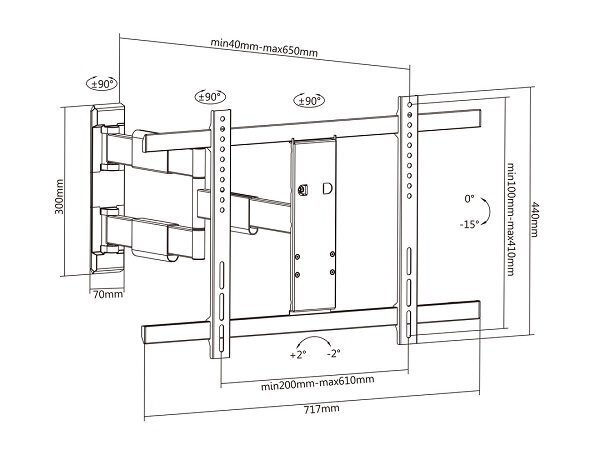 Multibrackets MB-0150 65” kaina ir informacija | Televizorių laikikliai, tvirtinimai | pigu.lt