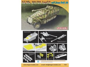 Konstruktorius Dragon Sd.Kfz. 251/22 Ausf.D w/7.5cm PaK 40, 1/72, 7351 kaina ir informacija | Dragon Vaikams ir kūdikiams | pigu.lt