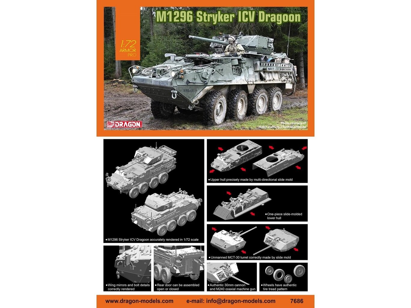 Konstruktorius Dragon M1296 Stryker ICV Dragoon, 1/72, 7686 цена и информация | Konstruktoriai ir kaladėlės | pigu.lt