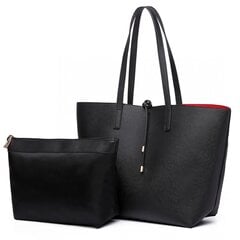 Комплект женской сумочки Maia Black из 2-х предметов, двухсторонний, черный/красный цена и информация | Женские сумки | pigu.lt