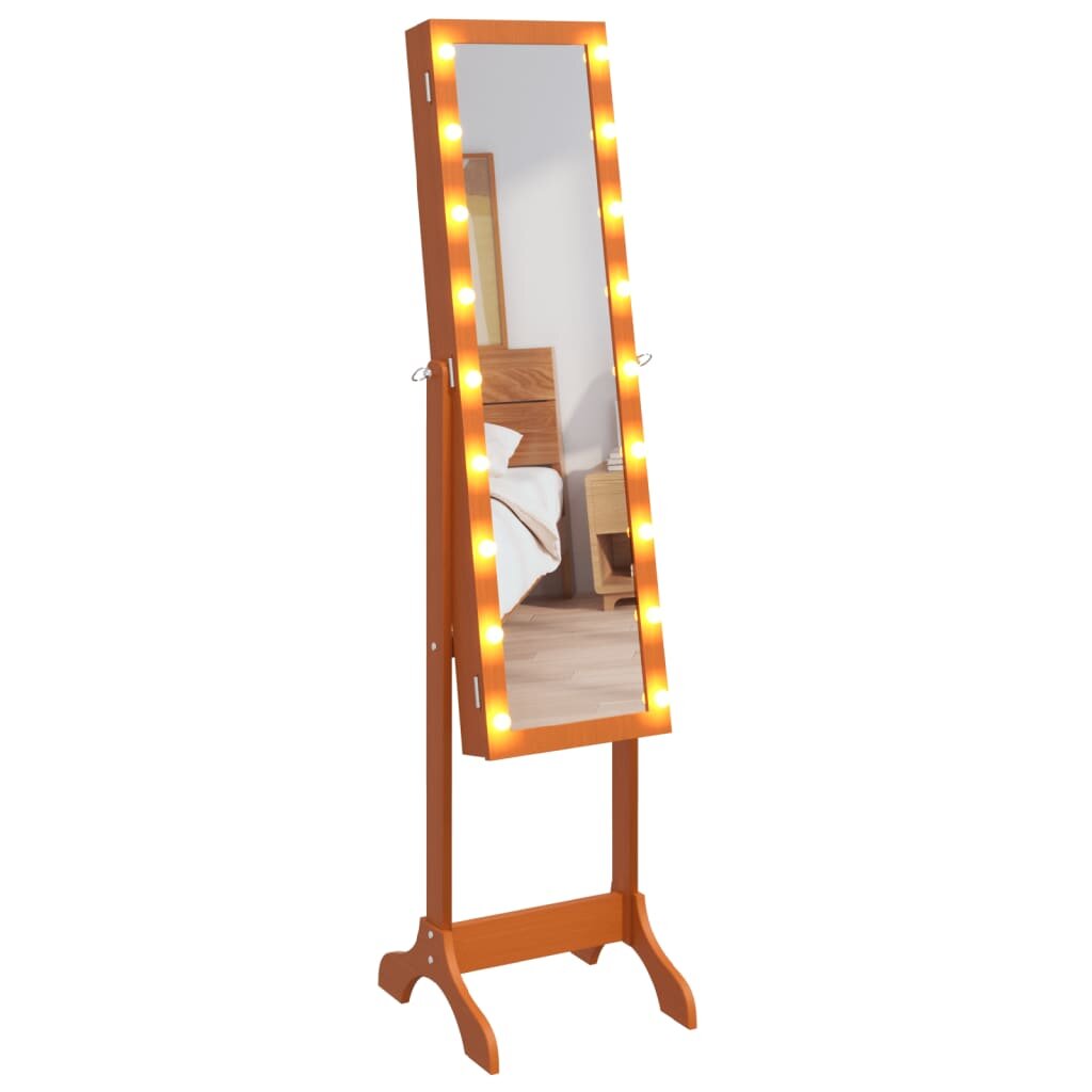 vidaXL Laisvai pastatomas veidrodis su LED, 34x37x146cm kaina ir informacija | Veidrodžiai | pigu.lt
