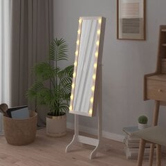 vidaXL Laisvai pastatomas veidrodis su LED, baltas, 34x37x146cm цена и информация | Зеркала | pigu.lt