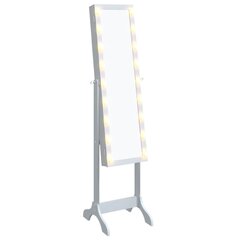 vidaXL Laisvai pastatomas veidrodis su LED, baltas, 34x37x146cm kaina ir informacija | Veidrodžiai | pigu.lt