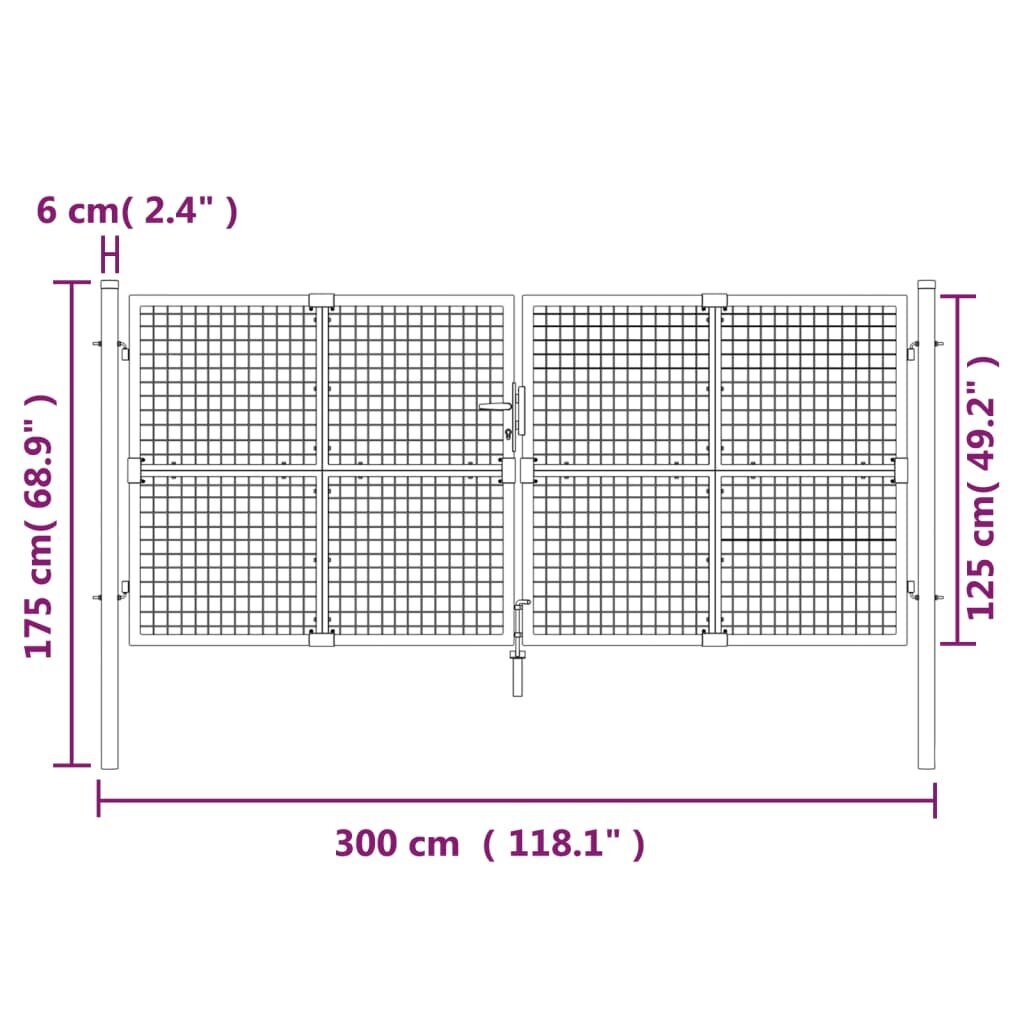 Tinkliniai sodo vartai vidaXL 300x175 cm kaina ir informacija | Tvoros ir jų priedai | pigu.lt