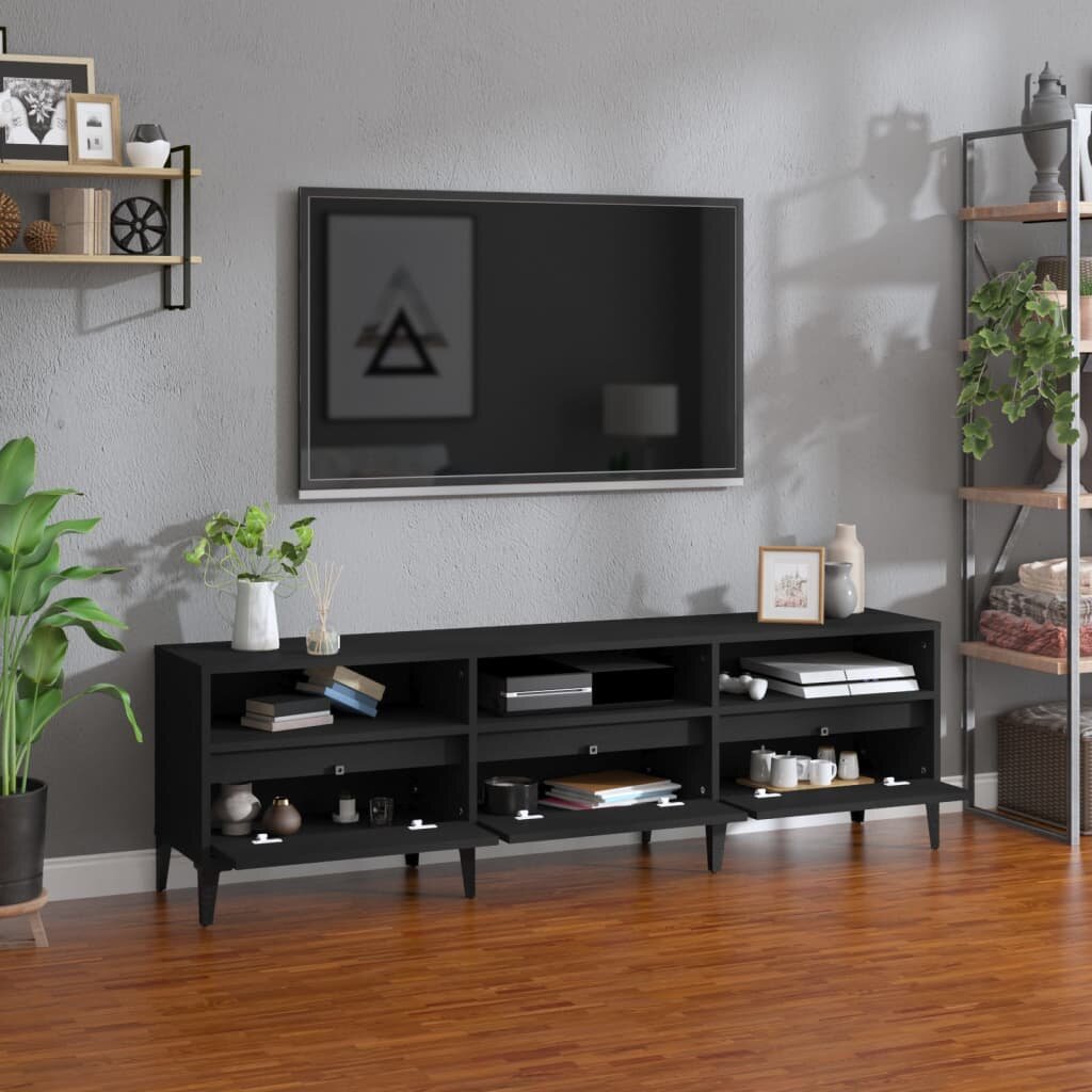vidaXL Televizoriaus spintelė, juoda, 150x30x44,5cm, apdirbta mediena kaina ir informacija | TV staliukai | pigu.lt